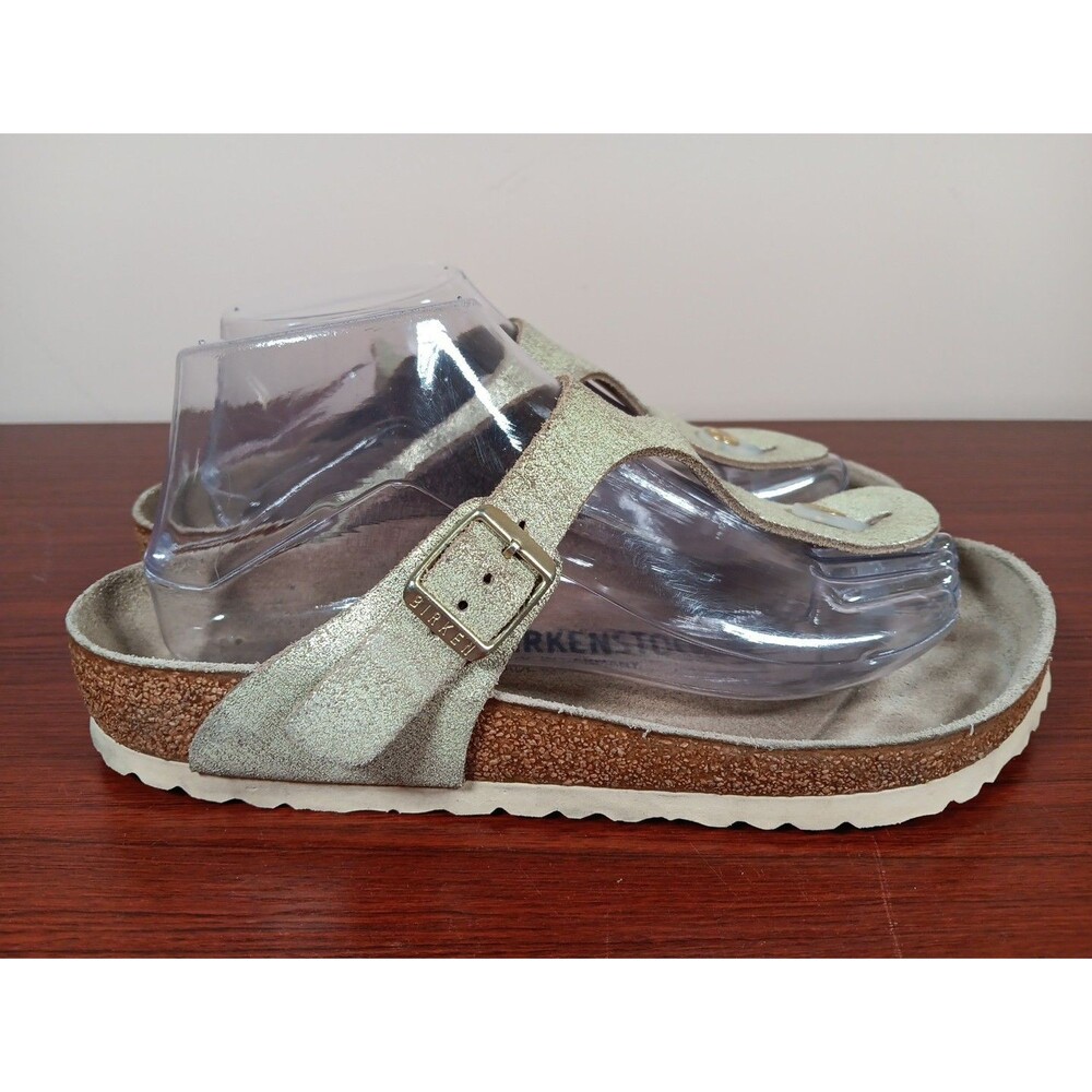 Birkenstock Gizeh Sandals Size 39 Washed Gold Casual Adjustable Strap Slip On - Picture 3 of 8